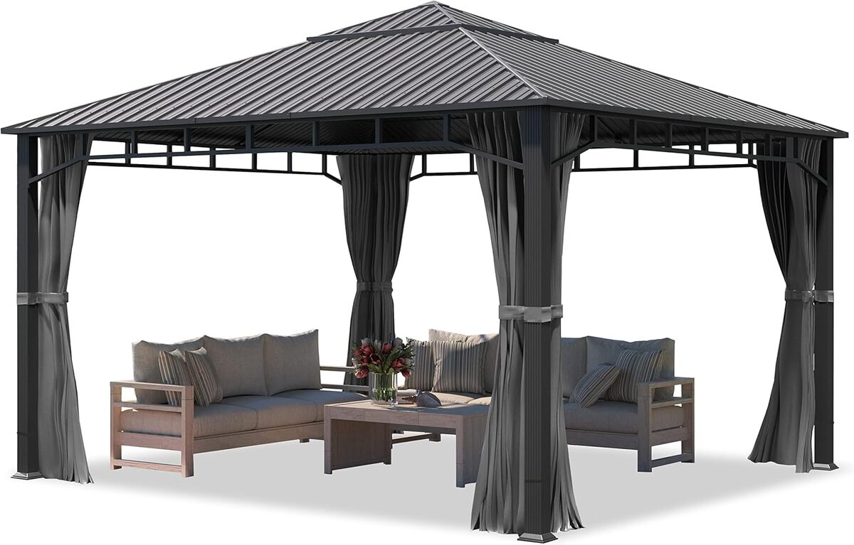 Test : tonnelle de jardin TOOLPORT 4x4 m, toiture acier et parois grises