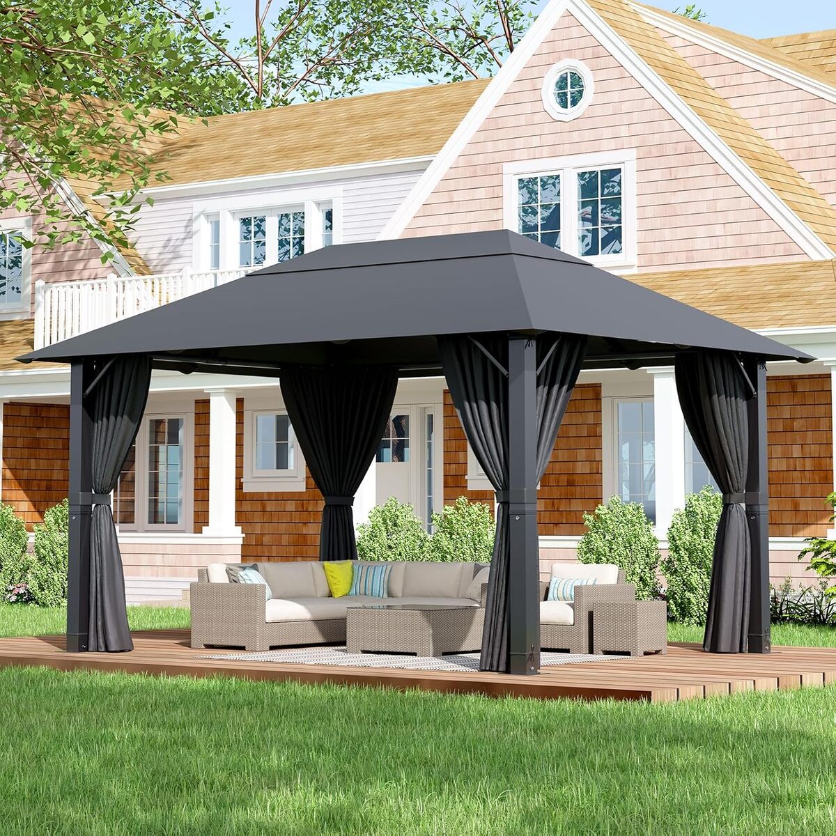 Test tonnelle Devoko 3x3 UV50+ : pergola gris pour jardin