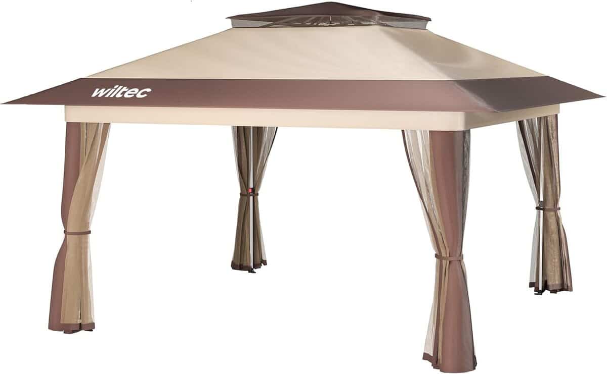 Test : wiltec pavillon pliant 4x4 m, beige avec protection anti-moustiques
