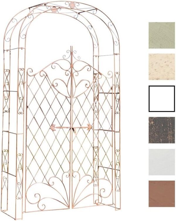 CLP Arche à rosiers en Fer Melissa avec Porte (Hauteur 150 cm); Hauteur Totale 220 cm, Couleur:Marron Antique