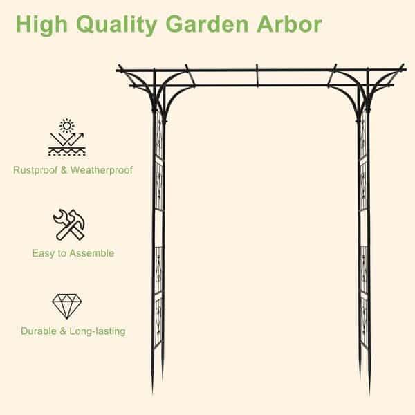 OUSHENG Arche de jardin de 2,1 m, arche de jardin en métal avec treillis, décoration extérieure pour vignes, plantes grimpantes, mariage, fête, cérémonie, pelouse