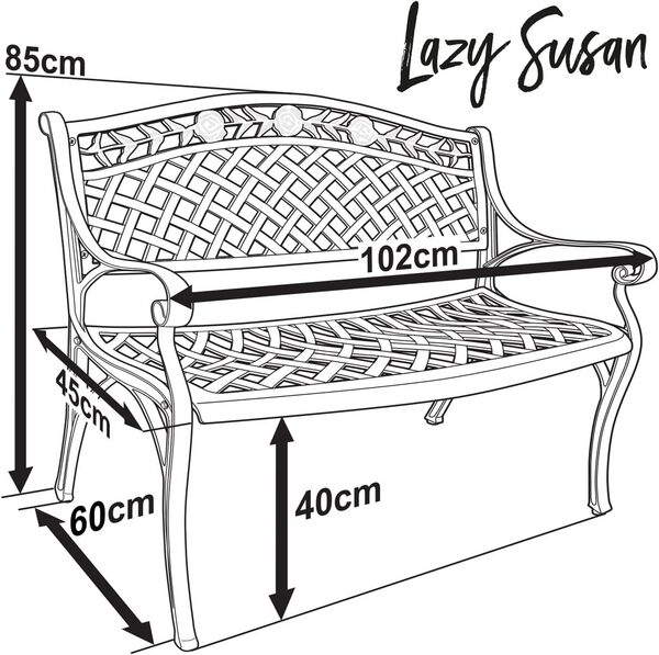 Lazy Susan | Banc de Jardin Rose Deux Places en Bronze Ancien | en Aluminium résistant aux intempéries | Facile à Assembler | Garantie 3 Ans