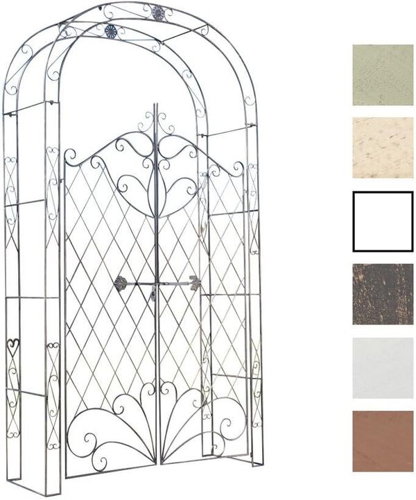 CLP Arche à rosiers en Fer Melissa avec Porte (Hauteur 150 cm); Hauteur Totale 220 cm, Couleur:Bronze