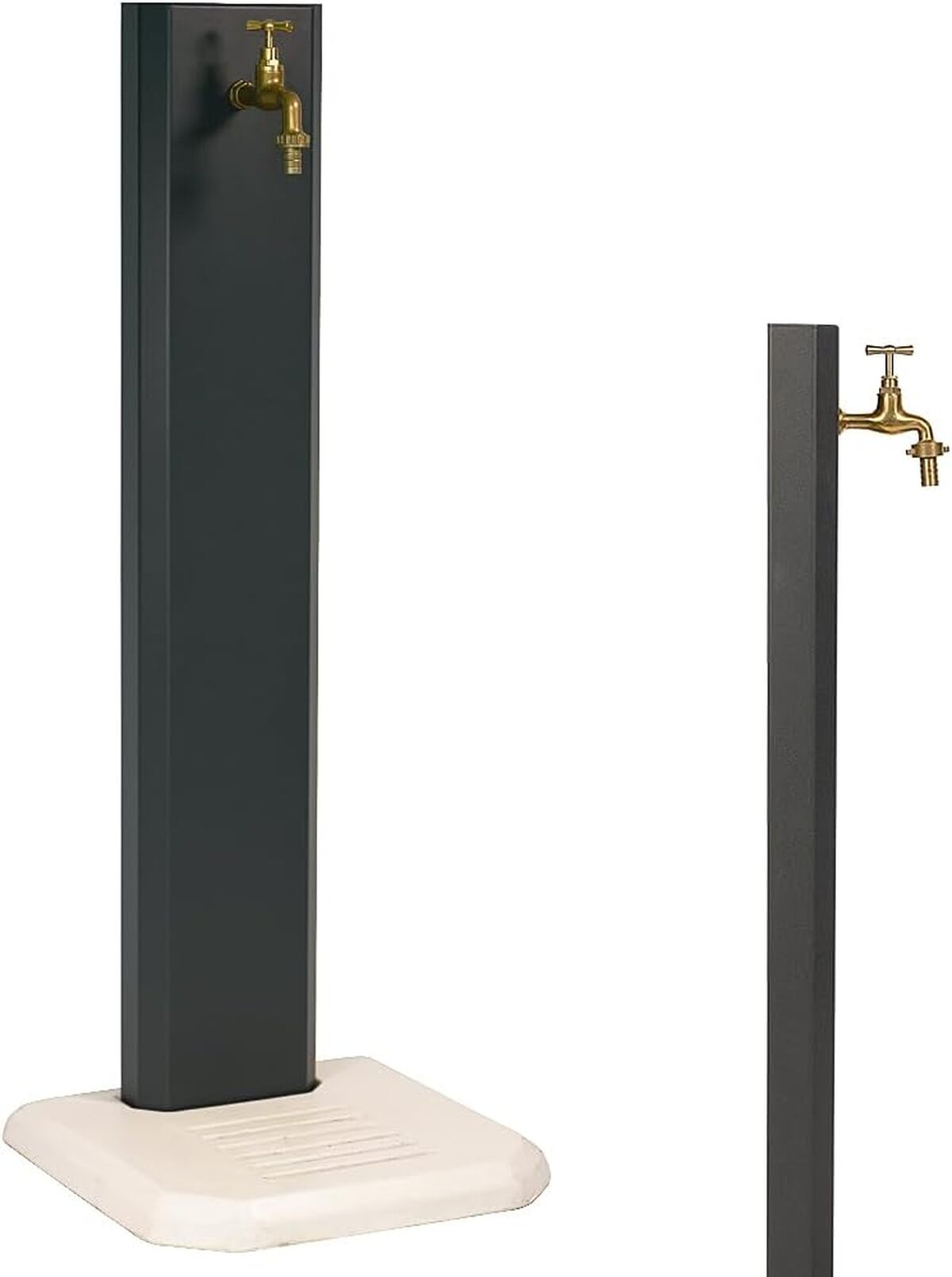 Test de la fontaine Colonne anthracite avec base béton imperméable