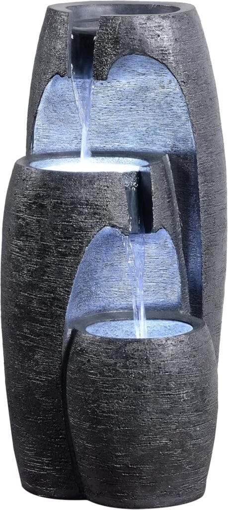 Test de la fontaine moderne LED Teamson Home : 3 niveaux de cascade extérieure