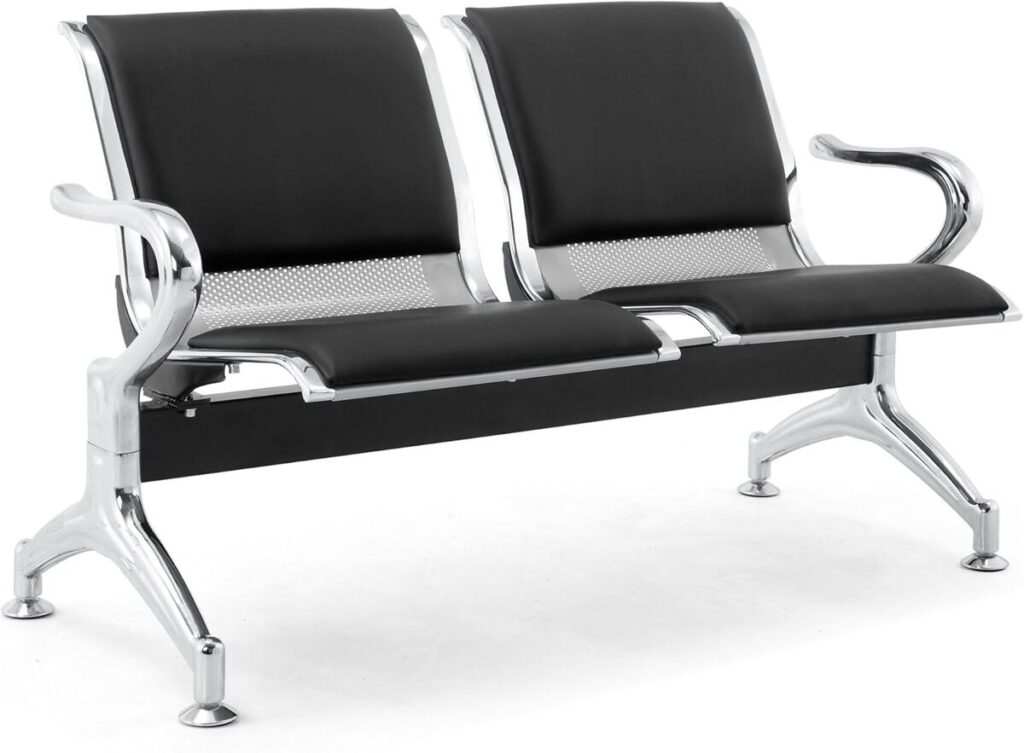 Test du banc 2 places FBasic acier argenté avec coussin noir