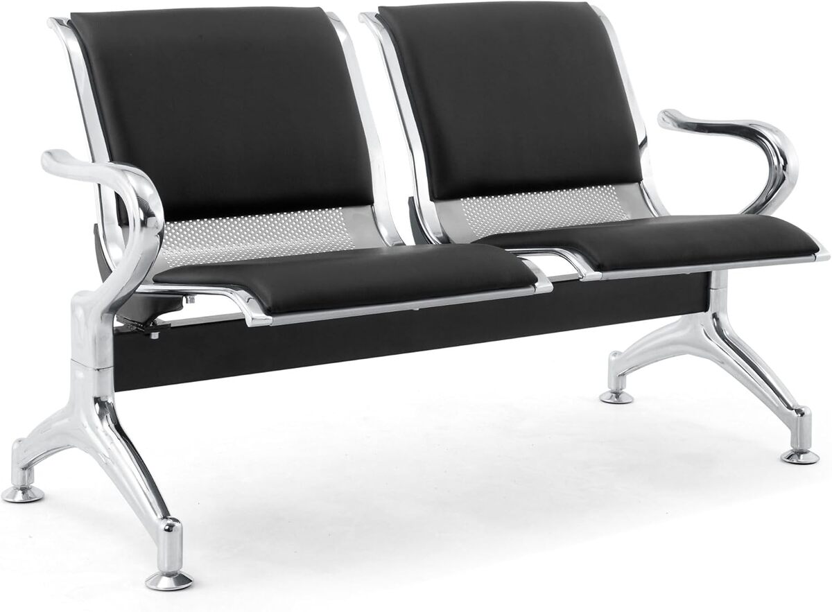 Test du banc 2 places FBasic acier argenté avec coussin noir