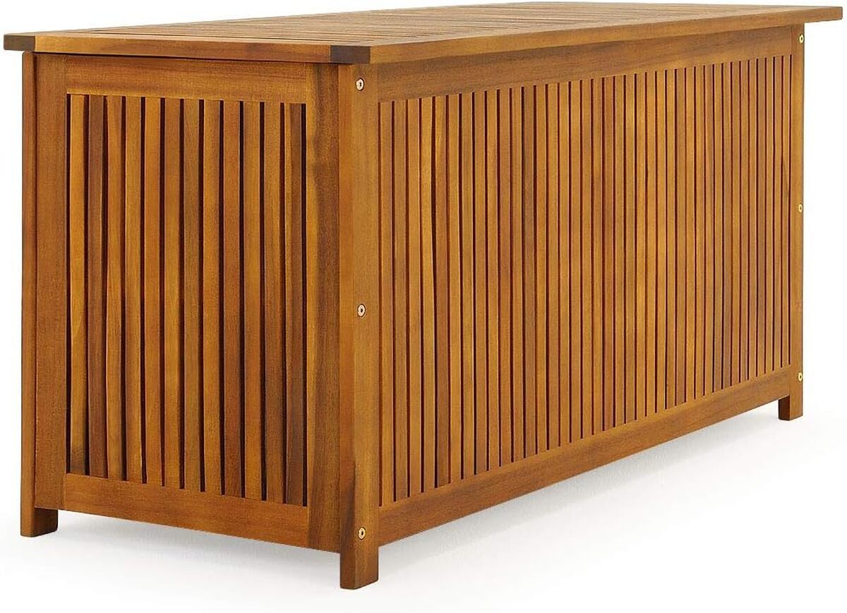 Test du coffre de rangement Casaria : bois d'acacia 205 L
