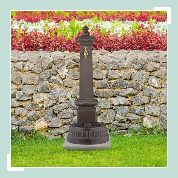 Relaxdays Fontaine extérieure pour Le Jardin ou la terrasse, Robinet, bac, HLP : 100 x 44,5 x 38 cm, Marron