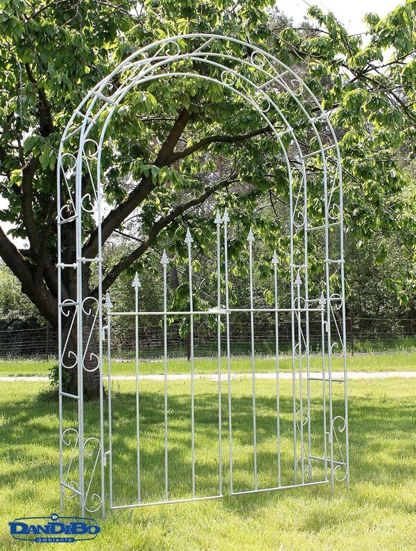 DanDiBo Arche à rosiers avec porte en métal galvanisé stable - Largeur : 140 cm - 12 mm - En fer massif - Galvanisé à chaud - Résistant aux intempéries