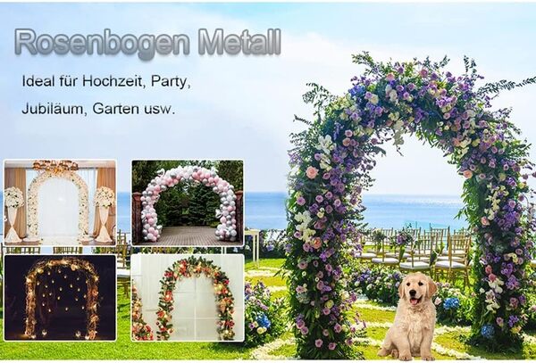Arche Jardin/Mariage Arche Arceau à rosiers Solide Colonne de Jardin, Arcade en Métal pour Rosier, 140x270cm Support pour Plantes grimpantes Soutien voûte d'entrée Décoration de Jardin