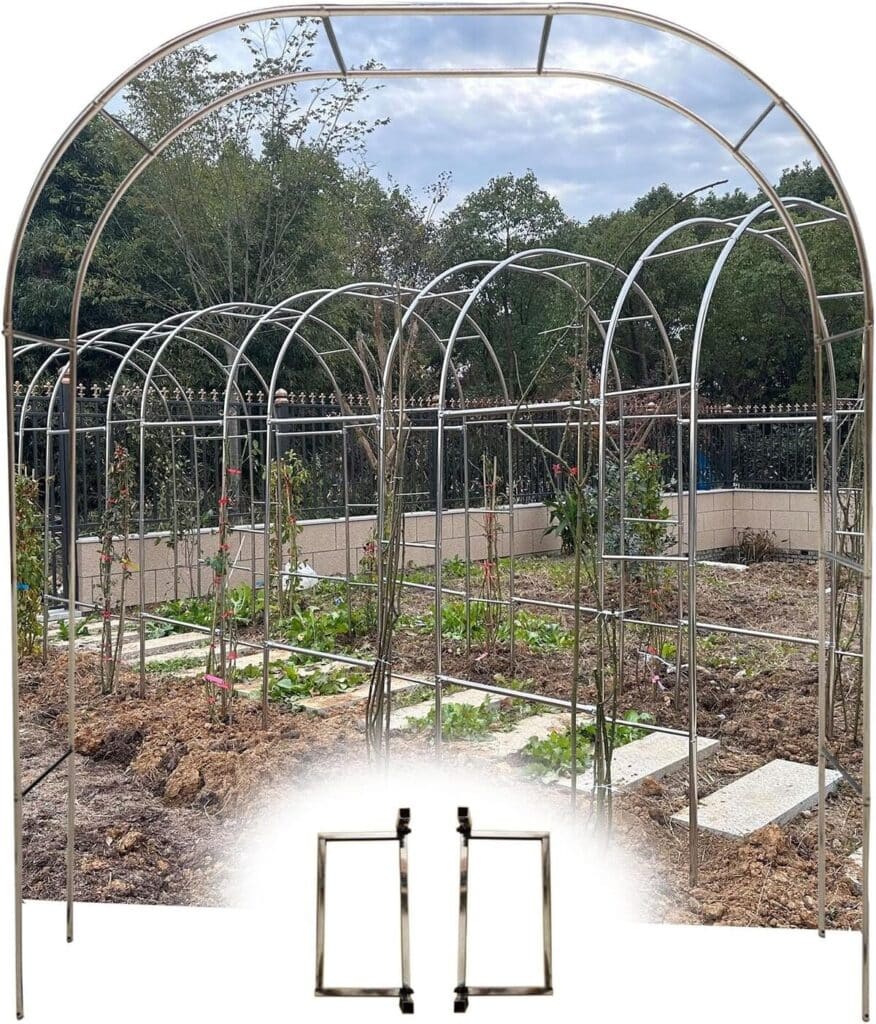 Avis sur l'arche de jardin en acier inoxydable 240 cm : élégance et solidité