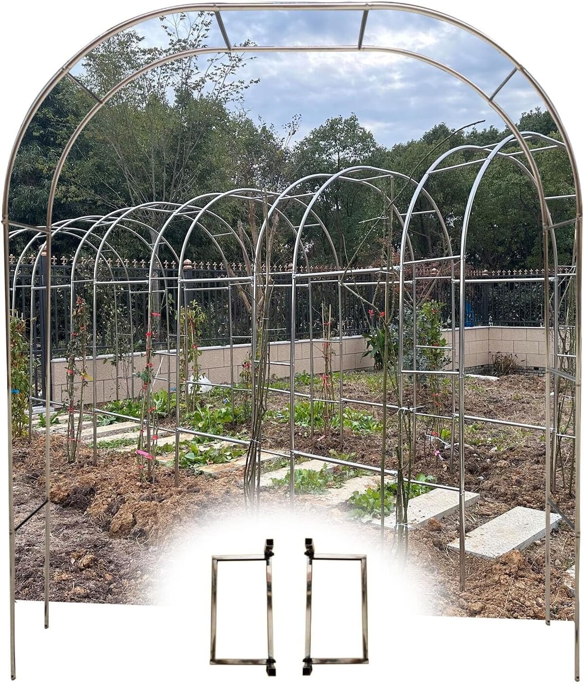 Avis sur l'arche de jardin en acier inoxydable 240 cm : élégance et solidité