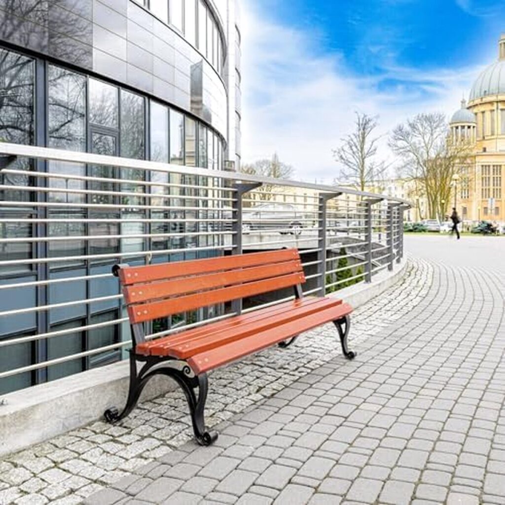 Test : banc de jardin REKORD Vienne en métal et bois acajou