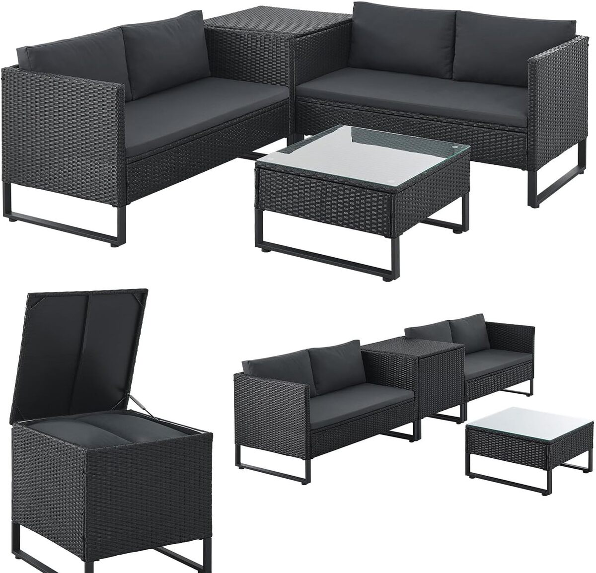 Test du salon de jardin Juskys Santorini en polyrotin noir