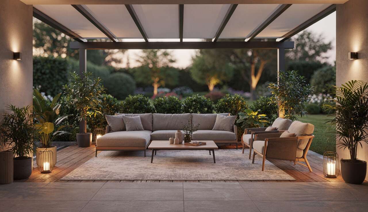 Am&eacute;nagement et d&eacute;coration d'une terrasse couverte