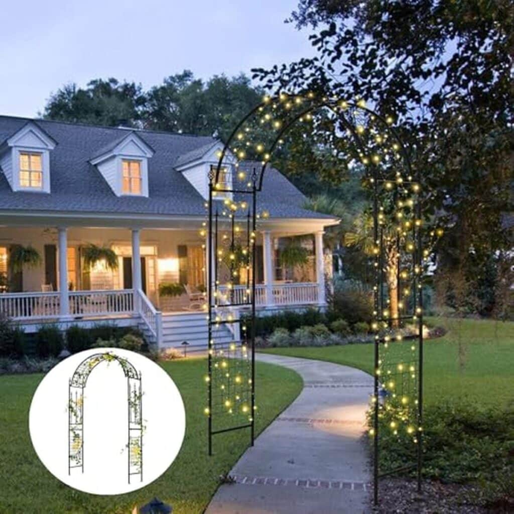 Test de l'arche de jardin Goplus en métal avec treillis