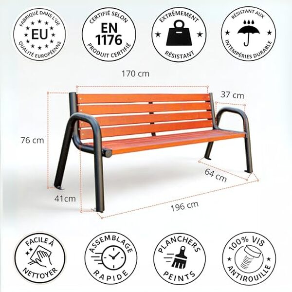 Découvrez le banc de jardin Rekord Spartan BIS en acajou : une alliance parfaite de robustesse et élégance pour votre espace extérieur.