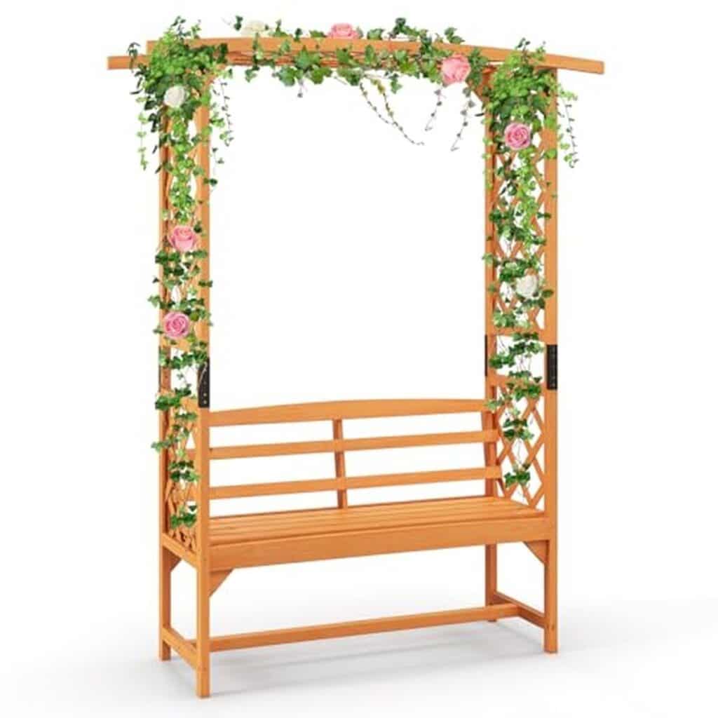Avis sur l'arche de jardin avec banc Costway : élégante et robuste