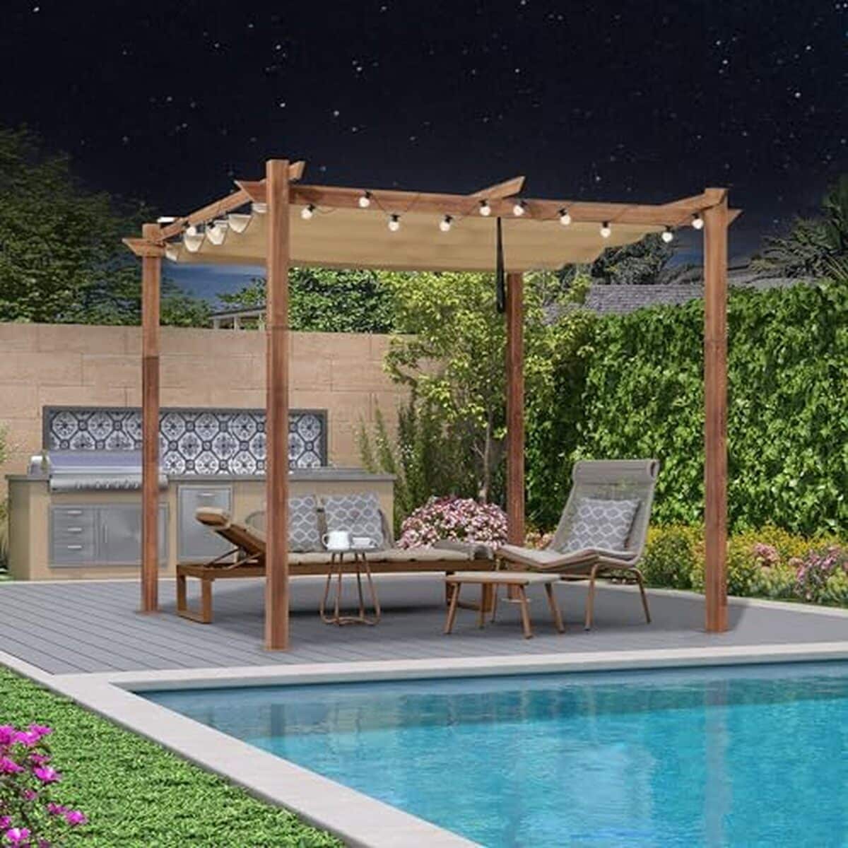 Test : pergola Purple Leaf aluminium 3x3 m et ses guirlandes solaires