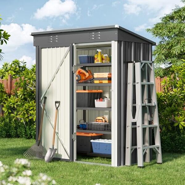 Découvrez l'abri de jardin en métal Bealife 180x162x95 cm : une solution robuste et pratique pour optimiser le rangement de votre espace extérieur tout en le protégeant des intempéries.