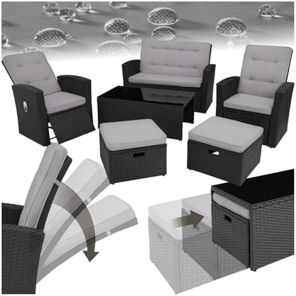 Test du salon de jardin TecTake 6 places en poly rotin