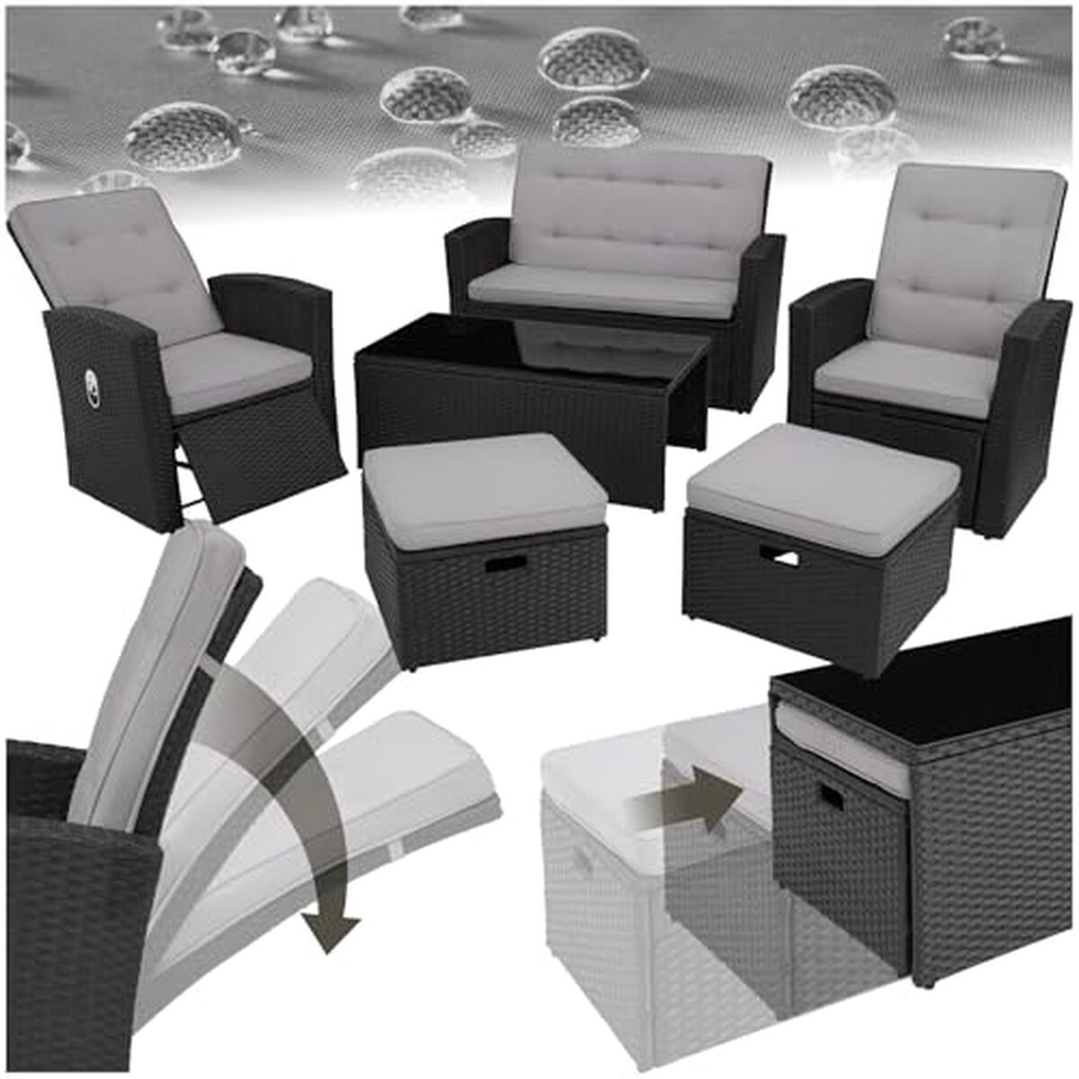 Test du salon de jardin TecTake 6 places en poly rotin