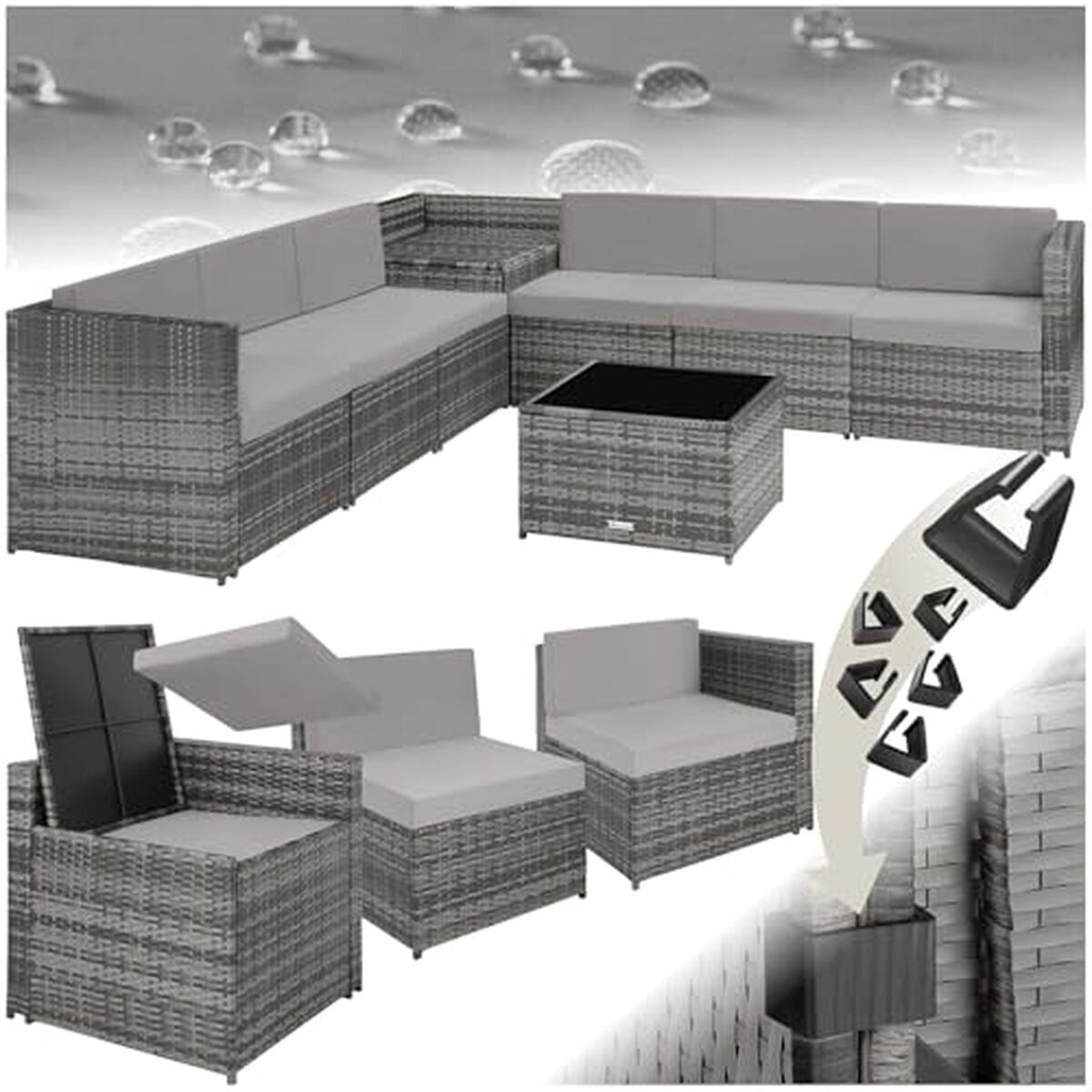 Test : salon de jardin modulable TecTake® en rotin 6 places