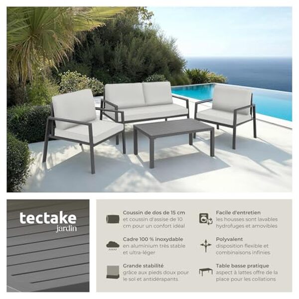 Découvrez notre test détaillé du salon de jardin TecTake en aluminium 4 places : qualité, design et durabilité pour votre terrasse. 