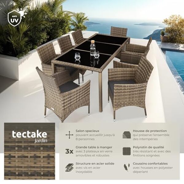 Découvrez notre test détaillé du salon de jardin TecTake® en poly rotin : qualité, confort et style pour votre espace extérieur. Avis complet et conseils d'achat.