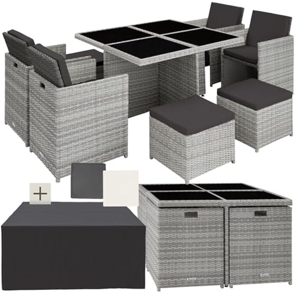 Test : salon de jardin extérieur TecTake® 8 places en gris clair