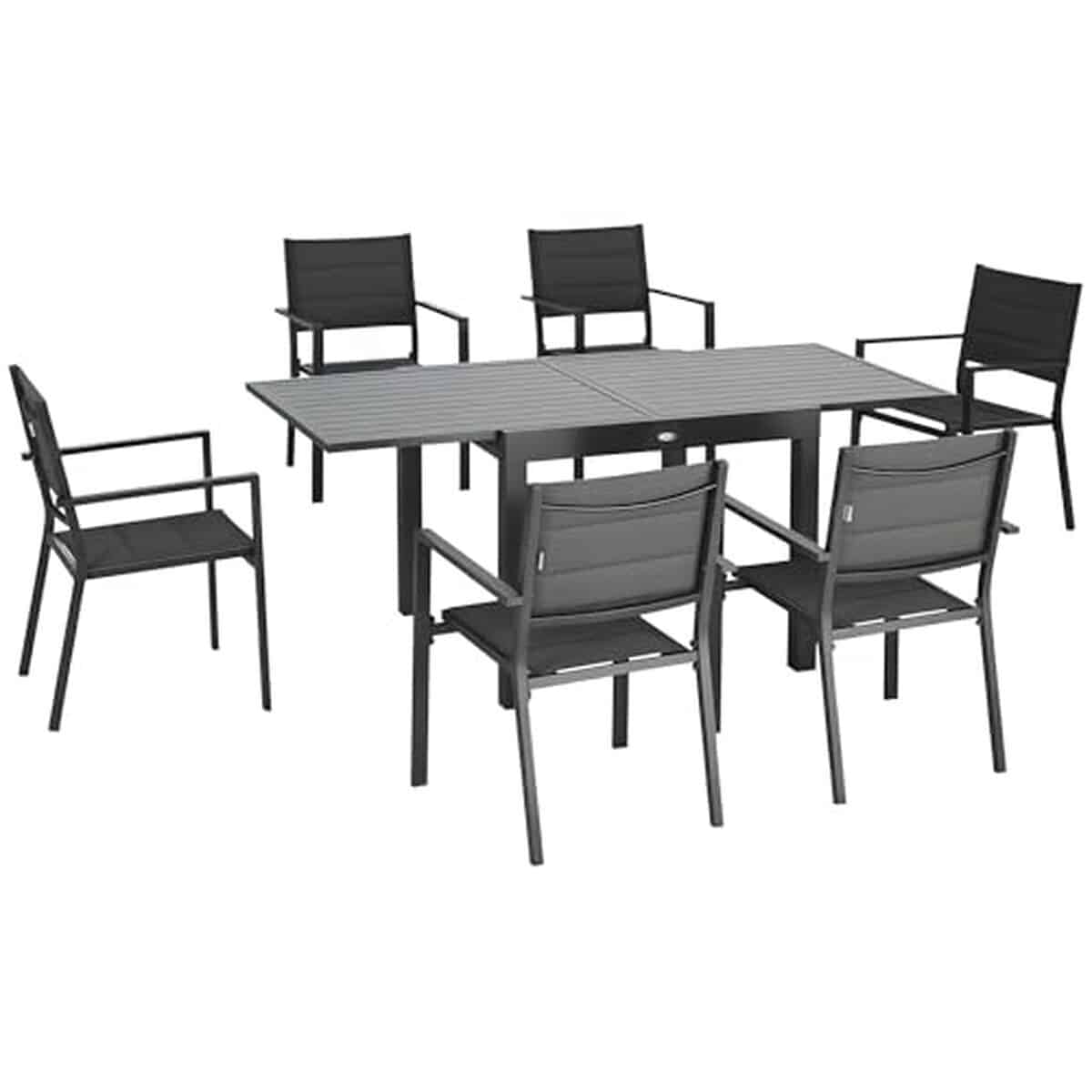 Test salon de jardin Outsunny : table extensible en aluminium et textilène