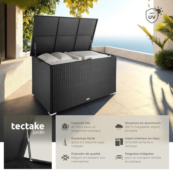 Découvrez notre test détaillé du coffre TecTake 750 L en polyrotin : capacité, robustesse, design et prix. Avis d'expert pour bien choisir votre coffre de jardin.