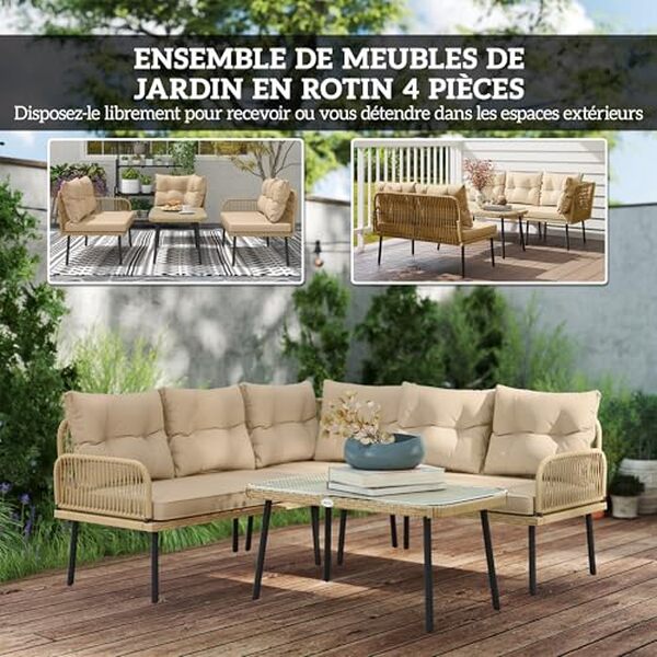 Découvrez notre test complet du salon de jardin extérieur Outsunny en résine tressée. Confort, style naturel et durabilité : le guide d'achat pour votre terrasse. 