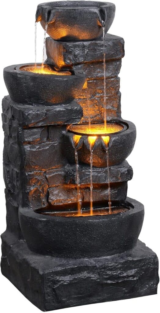 Test de la fontaine rustique Teamson Home cascade LED 4 niveaux