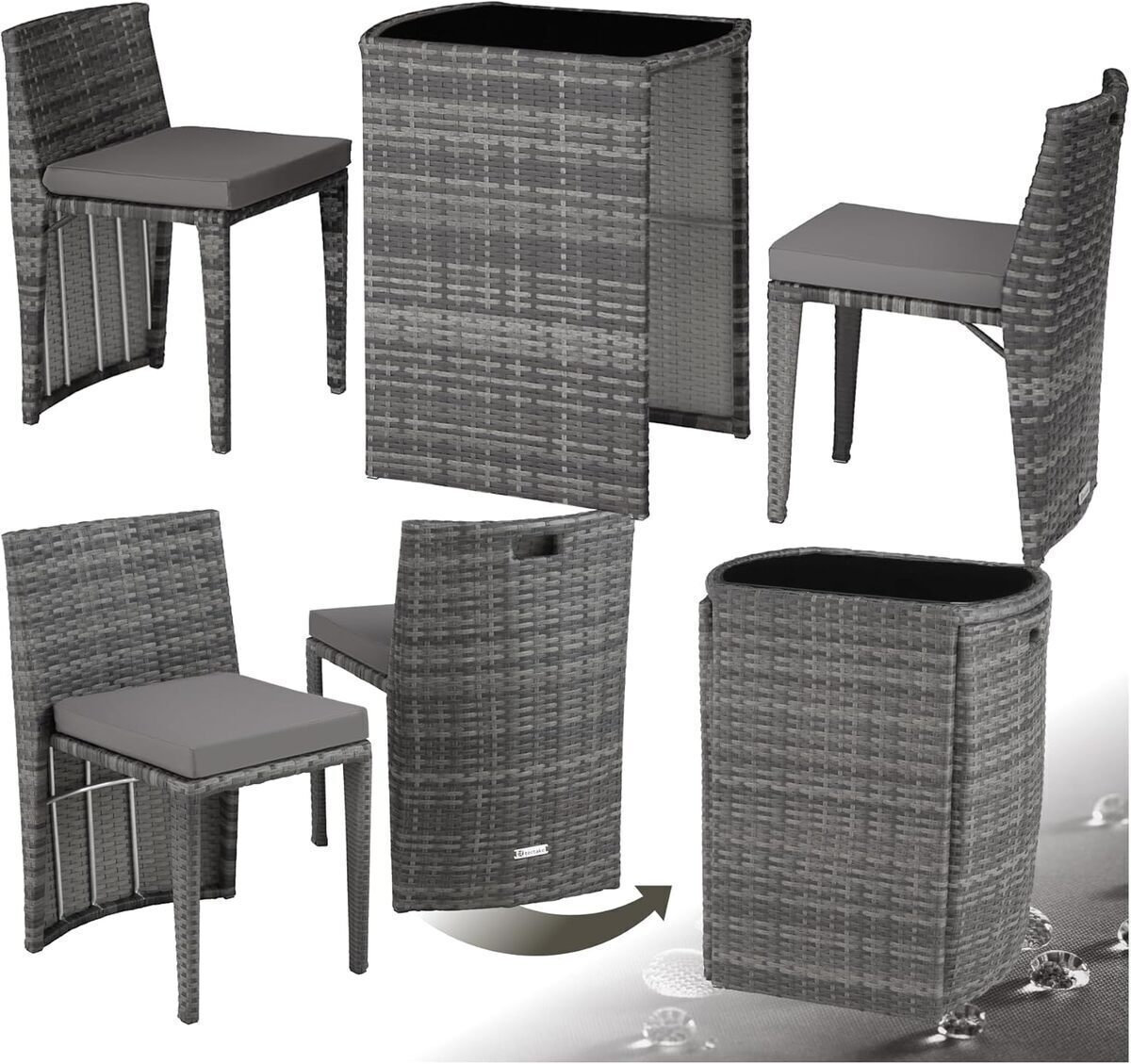 Test de l'ensemble salon de jardin TecTake® en poly rotin pour balcon et terrasse
