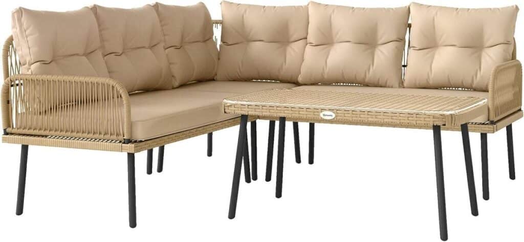 Test du salon de jardin extérieur Outsunny en résine tressée : confort et style naturel