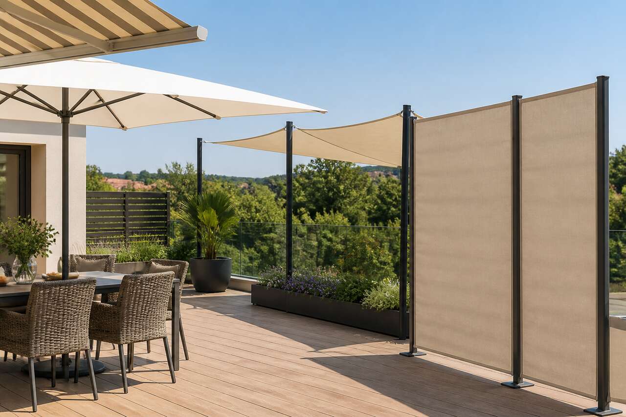 Les protections mobiles : parasols, paravents et alternatives rapides