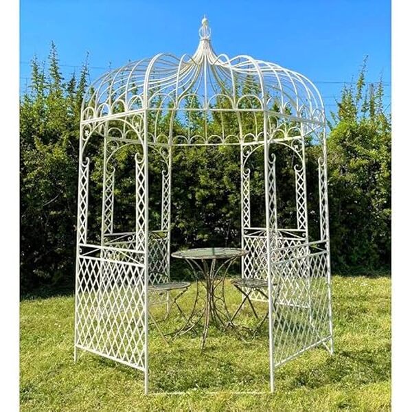 Découvrez notre test complet de la tonnelle octogonale L'Héritier Du Temps : pergola en métal blanc robuste et élégante pour votre jardin.