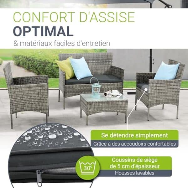 Découvrez notre test complet du salon de jardin juskys Fort Myers en polyrotin pour 4 personnes : caractéristiques, avantages et avis détaillé pour vous aider à bien choisir. 