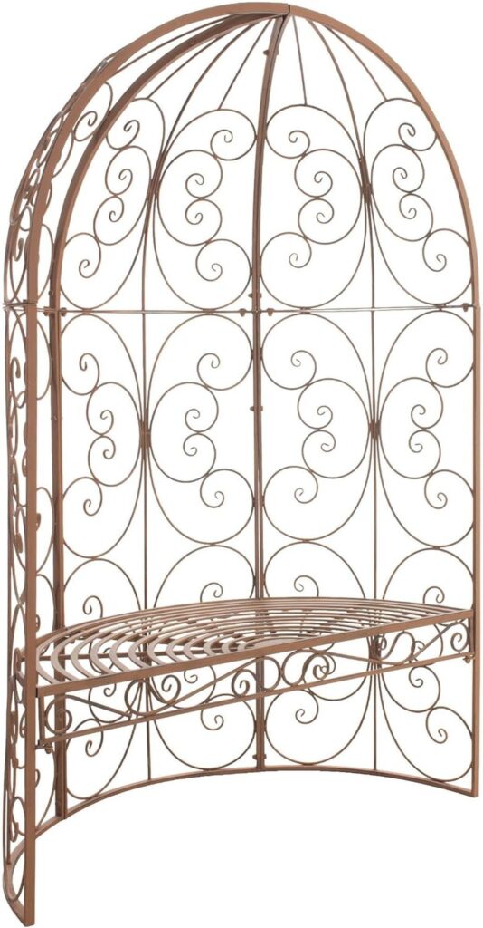 Test : banc de jardin Rosie demi-cercle CLP avec arche à rosiers