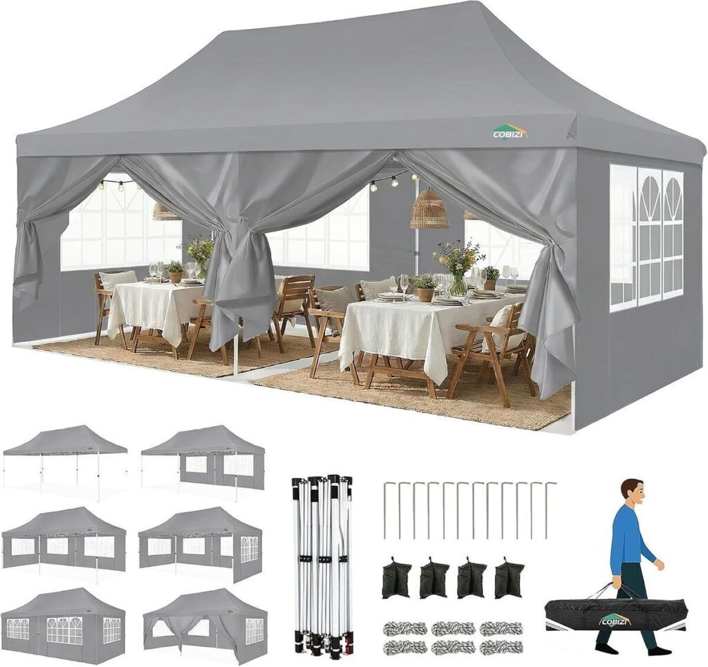 Test du barnum pliant Cobizi 3x6m imperméable avec parois latérales