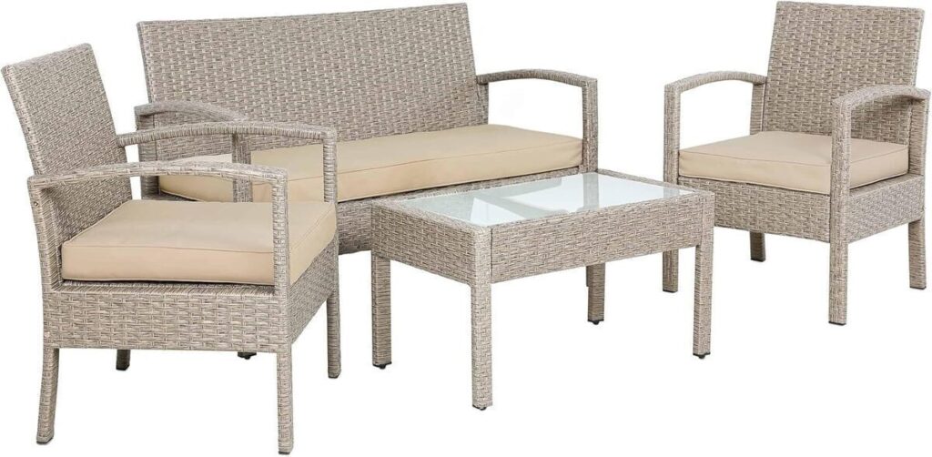 Test du salon de jardin Casaria® en polyrotin crème 4 places