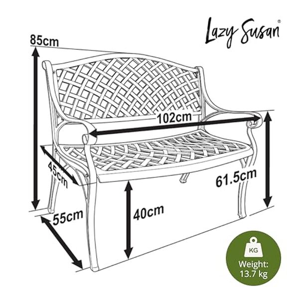 Découvrez le banc de jardin Jasmine Lazy Susan deux places en aluminium résistant. Design élégant, durabilité garantie et confort optimal pour vos espaces extérieurs. 
