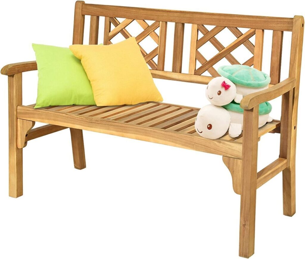 Test du banc de jardin pliable en teck COSTWAY : confort et élégance