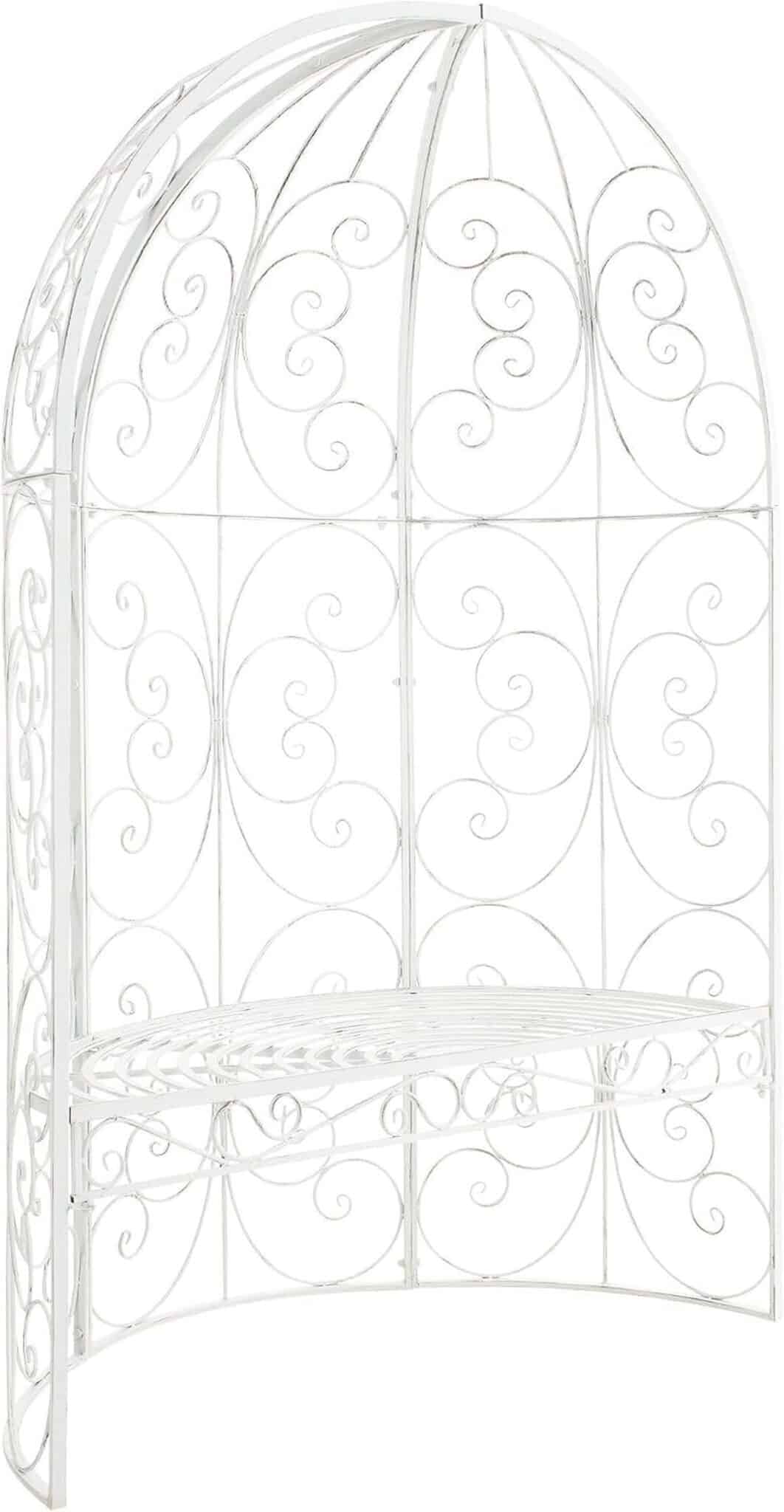 Test du banc de jardin Rosie : demi-gloriette en métal blanc