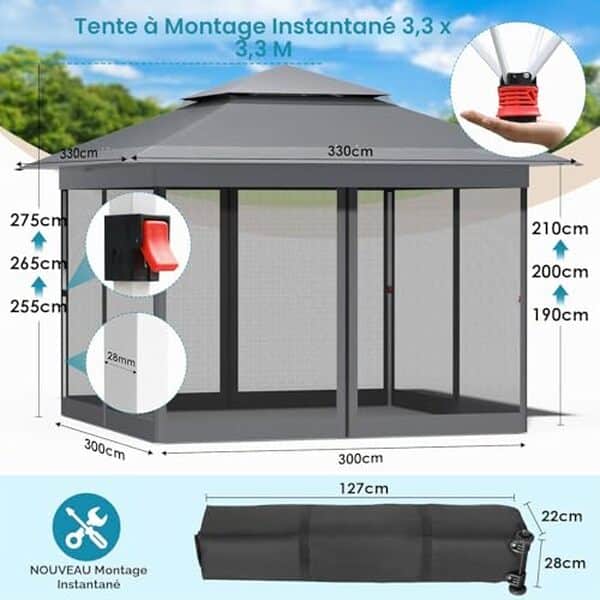 Découvrez notre test complet de la tonnelle pliante 3, 3 x 3, 3 one push : imperméabilité, praticité et performance pour vos événements en extérieur. 