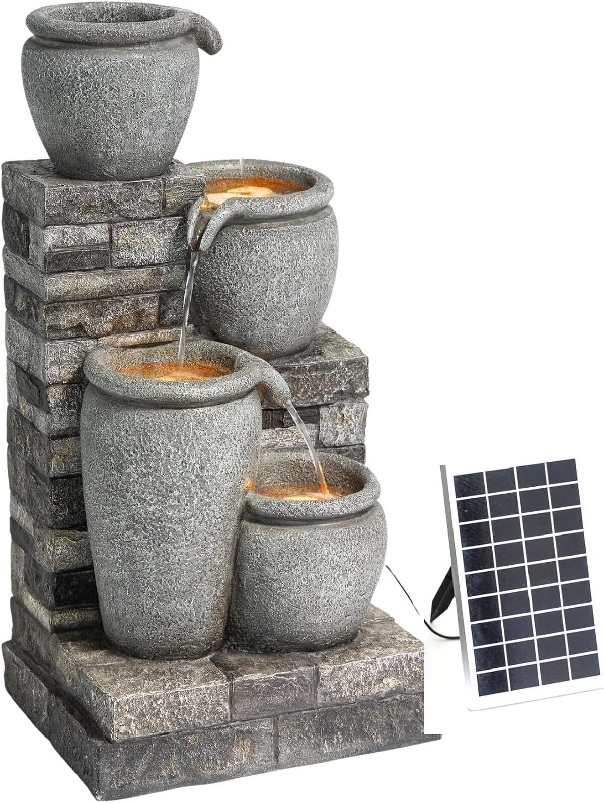 Test de la fontaine solaire Teamson Home 4 niveaux gris extérieur